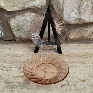 Vintage Mexico Fortecrisa small sucers pink glass